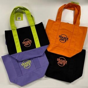 Trader Joe’s Mini Tote Bag Set of 4 Halloween Limited Edition NWT orange black